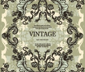 Vintage frame with floral elements vector 04