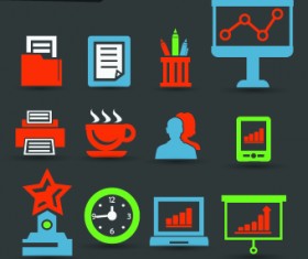 Vintage office icons vector