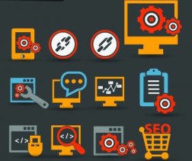 Vintage seo icons vector