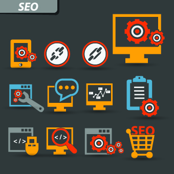 Vintage seo icons vector