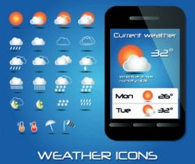 Weather icons mobile Application vector 05