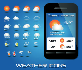 Weather icons mobile Application vector 05