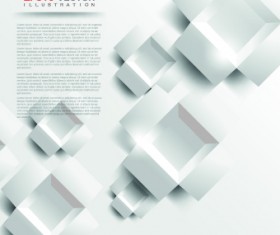 White 3D shapes background vector 03