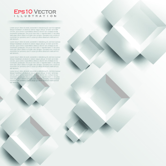 White 3D shapes background vector 03