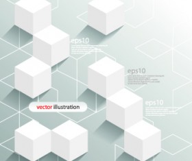 White 3D shapes background vector 05