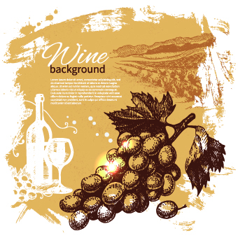 Retro style wine background vector 02