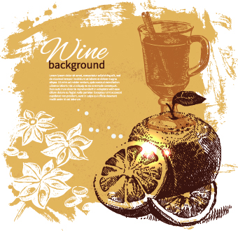 Retro style wine background vector 04