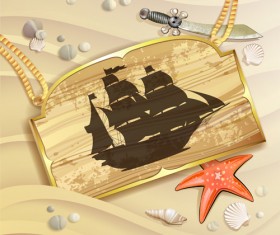 Wooden Pirate Tag vector 01