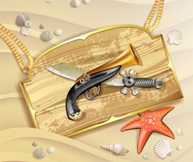 Wooden Pirate Tag vector 02