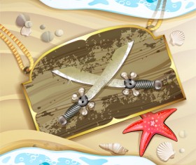 Wooden Pirate Tag vector 03