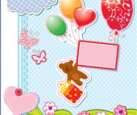 Paper art Baby backgrounds vector 01