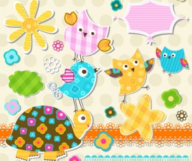 Paper art Baby backgrounds vector 02
