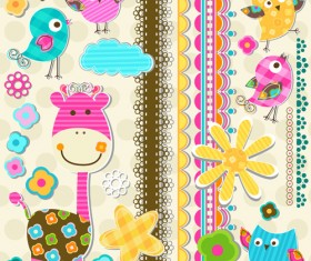 Paper art Baby backgrounds vector 03