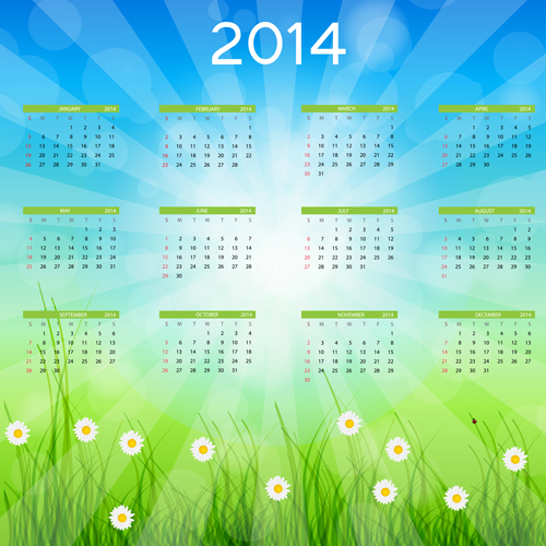 2014 new year calendar design vector 02