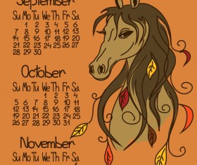 Calendar 2014 Horse Year vector 01
