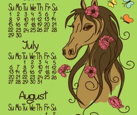 Calendar 2014 Horse Year vector 02