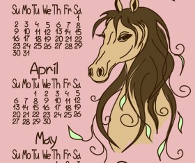 Calendar 2014 Horse Year vector 03