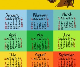 Calendar 2014 Horse Year vector 04