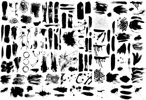 Black Grunge elements Illustration vector 01