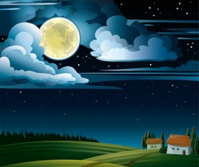 Charming night vector background 01