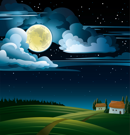 Charming night vector background 01