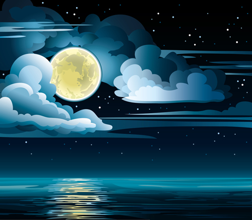 Charming night vector background 02