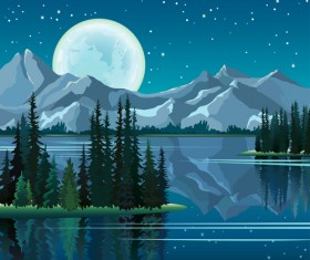 Charming night vector background 03