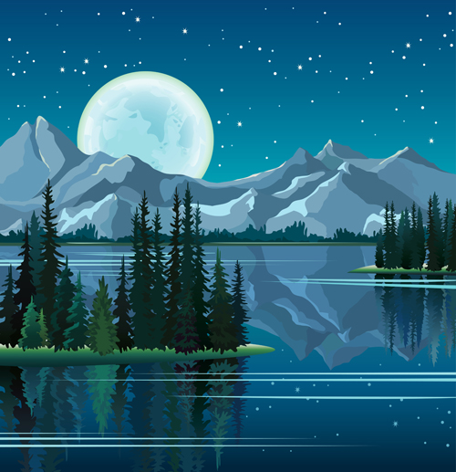 Charming night vector background 03
