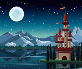 Charming night vector background 04
