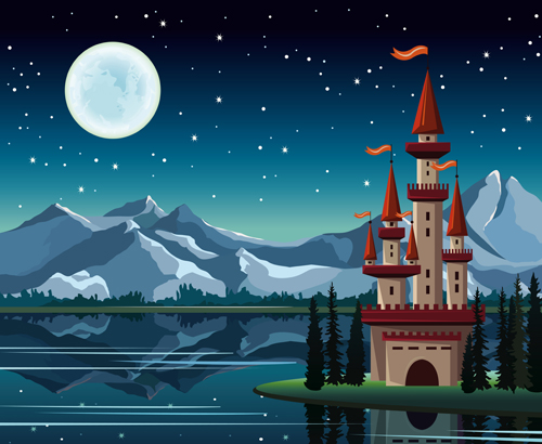 Charming night vector background 04