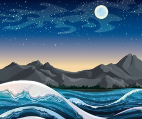 Charming night vector background 05