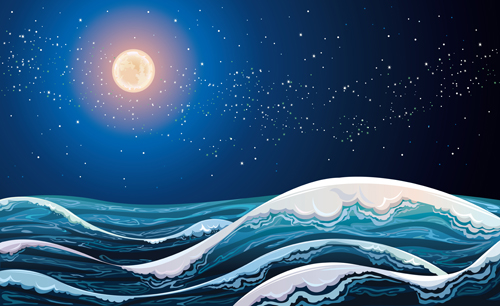 Charming night vector background 07