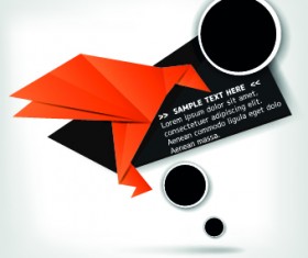 Origami bird and Text boxes vector 01