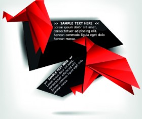 Origami bird and Text boxes vector 03