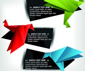Origami bird and Text boxes vector 04