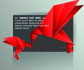 Origami bird and Text boxes vector 05