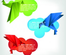 Color origami birds background illustration 01