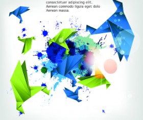 Color origami birds background illustration 02