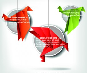 Color origami birds background illustration 03