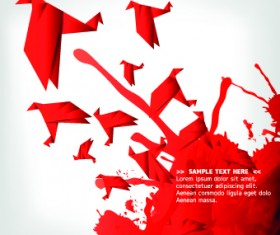 Color origami birds background illustration 04