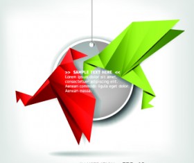 Color origami birds background illustration 05