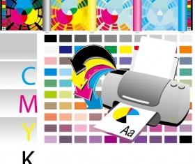 Printer CMYK design vector 01