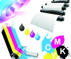 Printer CMYK design vector 02