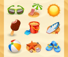 Summer travel elements icons vector 01