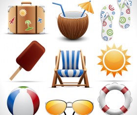 Summer travel elements icons vector 04