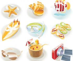 Summer travel elements icons vector 05