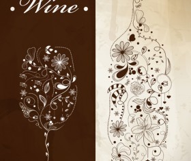 Floral Wine creative design vector 02