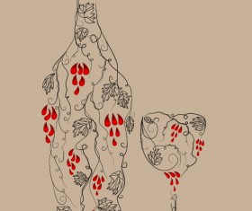 Floral Wine creative design vector 04