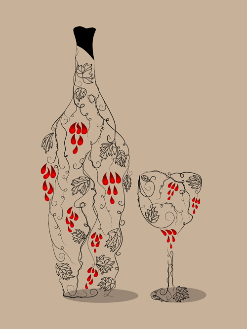 Floral Wine creative design vector 04