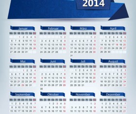 2014 Calendar grid vector design 01